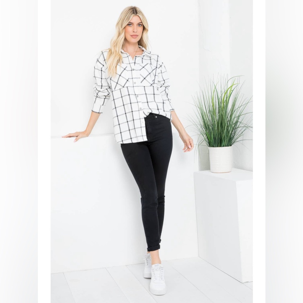 Ashley by 26 International black&white plaid flannel
